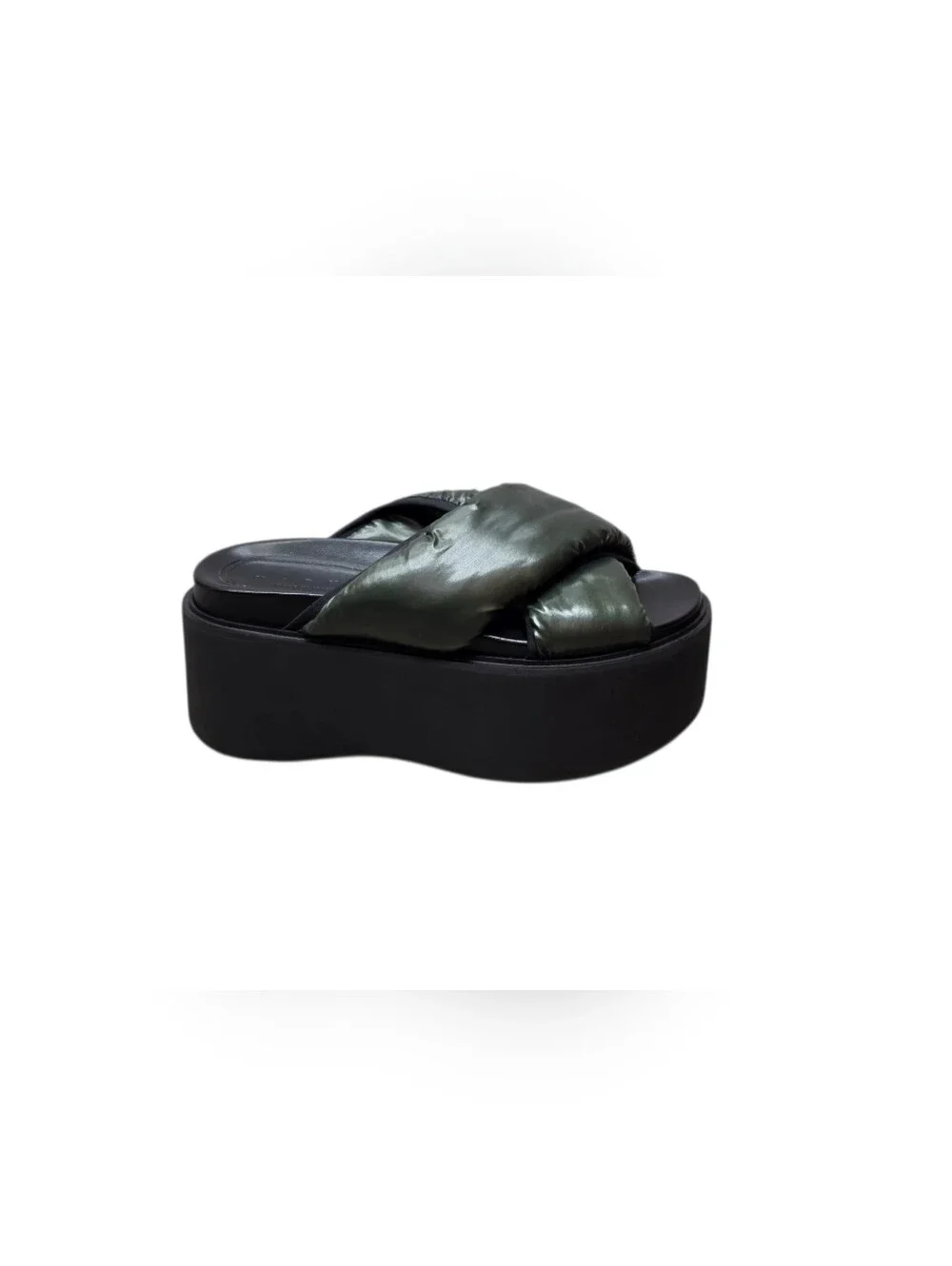 Marni Olive Green Padded Cross-Band Platform Slide NIB